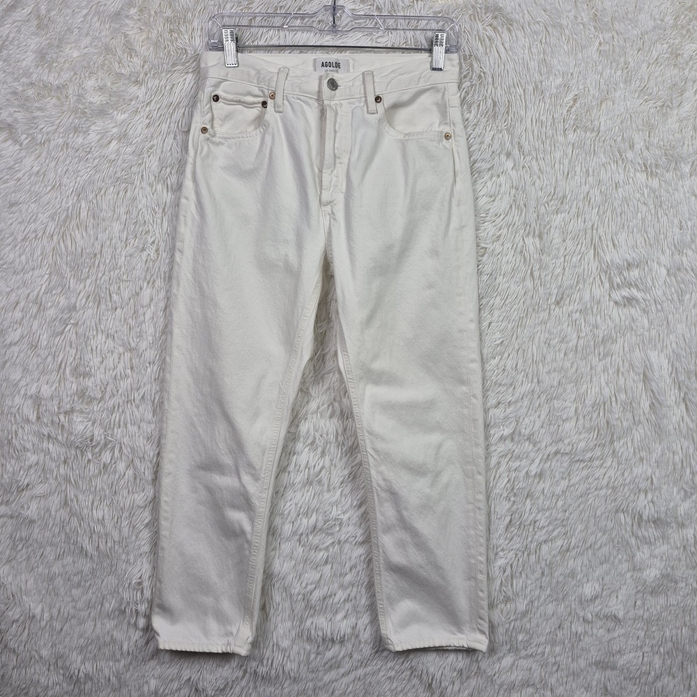 Agolde Parker Jeans In White Size 25 Button Fly Casual Classic Cropped